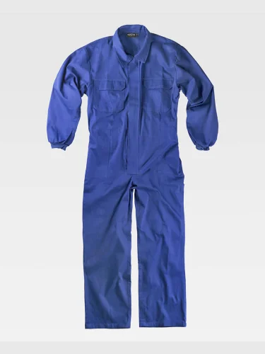 Tuta da lavoro cotone con cerniera coperta e tasche velcro
