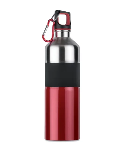 TENERE Bottiglia bicolore inox 750ml con moschettone antigoccia Rosso