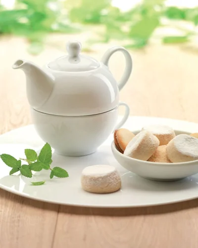 Set da tè in ceramica TEA TIME: teiera 400ml e tazza eleganti