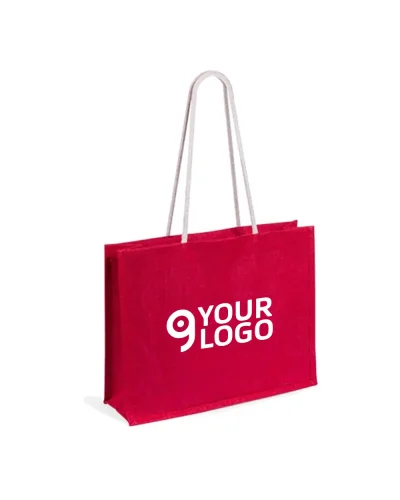 Hintol Borsa in Juta Colorata 44,5x35 cm Manici Cotone Resistenti