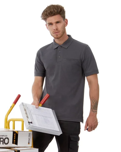 Energy Pro Polo uomo cotone 100%, regular fit, con taschino