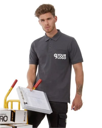 Energy Pro Polo uomo cotone 100%, regular fit, con taschino
