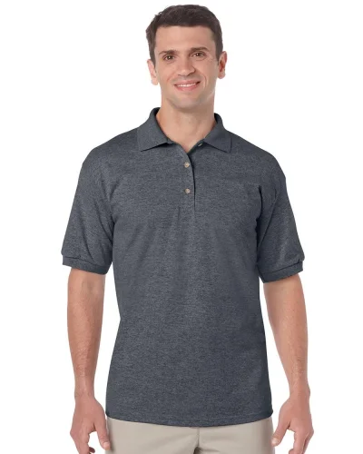 Polo uomo Gildan DryBlend cotone-pol. Regular, senza etichette Dark Heather
