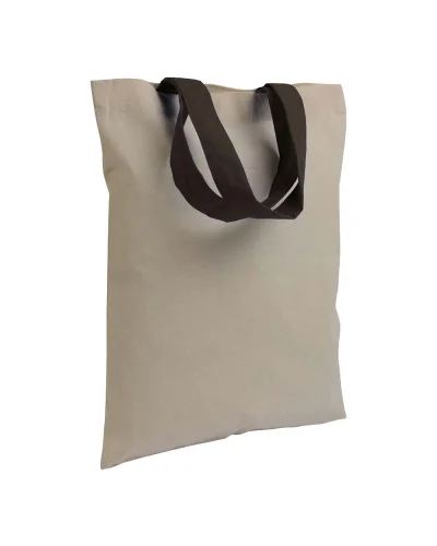 Shopper mini cotone 135g manici corti colorati Nero