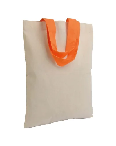 Shopper mini cotone 135g manici corti colorati Arancione