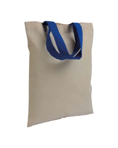 Shopper mini cotone 135g manici corti colorati Blu scuro
