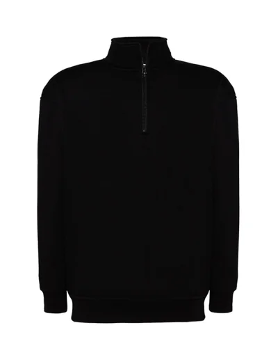 Felpa JHK uomo mezza zip regular, polsini elastici Black