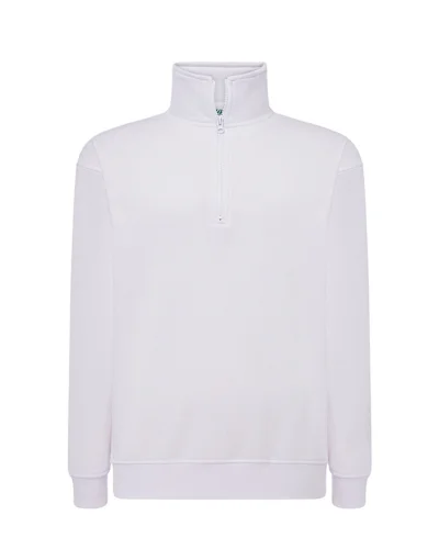 Felpa JHK uomo mezza zip regular, polsini elastici White