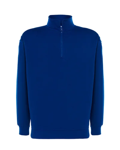 Felpa JHK uomo mezza zip regular, polsini elastici Royal Blue