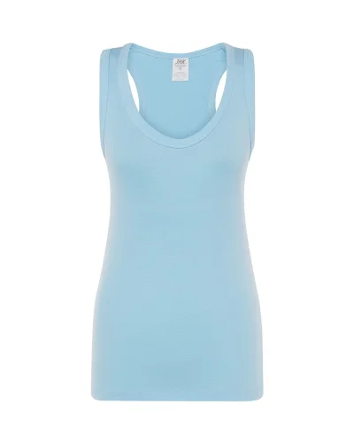 JHK Aruba Canotta Donna Slim 100% Cotone Spalline Incrociate Sky Blue
