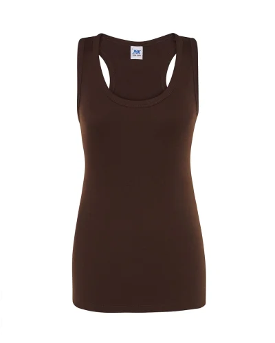 JHK Aruba Canotta Donna Slim 100% Cotone Spalline Incrociate Chocolate