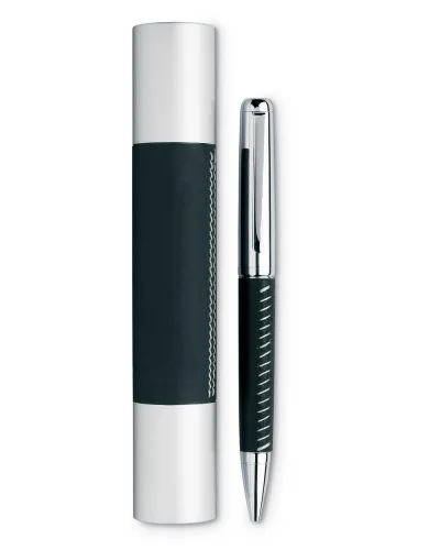 Penna a sfera in metallo con rifiniture cromate Nero