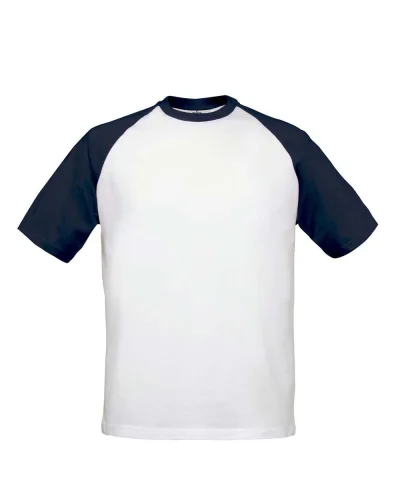 T-shirt Baseball Colorata  100% Cotone 180g Regular Fit White / Navy