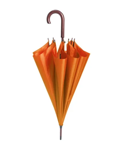 Ombrello Bois automatico in nylon taffetà, manico legno opaco Arancio