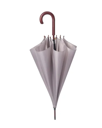 Ombrello Bois automatico in nylon taffetà, manico legno opaco Grigio