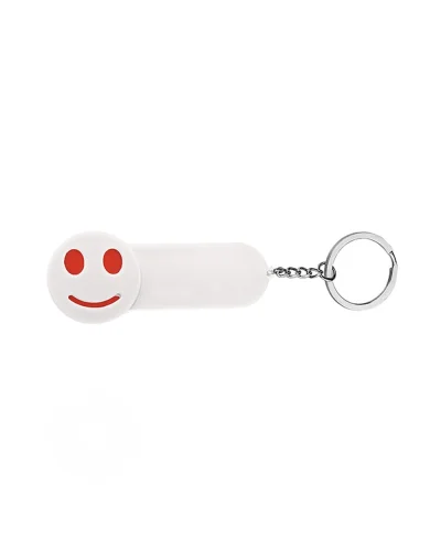 Portachiavi Smile in plastica e metallo con disco per carrello Bianco