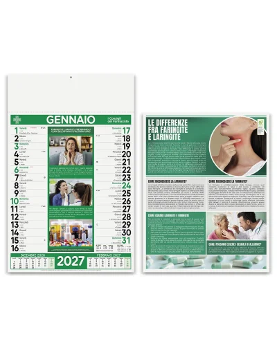 Calendario Farmacia Mensile 12 Fogli Carta Patinata