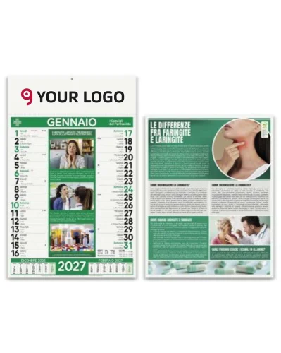 Calendario Farmacia Mensile 12 Fogli Carta Patinata