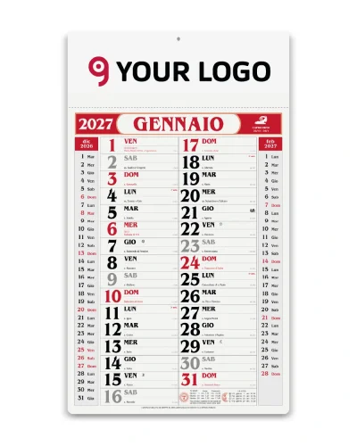Calendario Olandese Gigante 31x53,5cm carta naturale 12 mesi