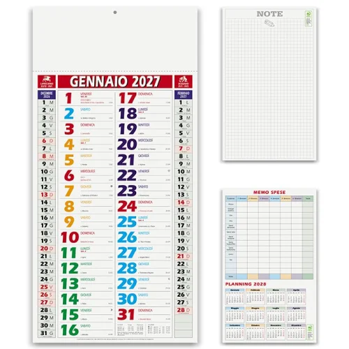 Calendario Olandese Color Shaded 23x47 cm carta patinata 12 mesi