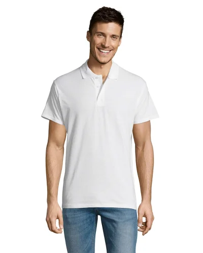 Polo Summer II, 100% Cotone, Regular Fit, 3 Bottoni Bianco