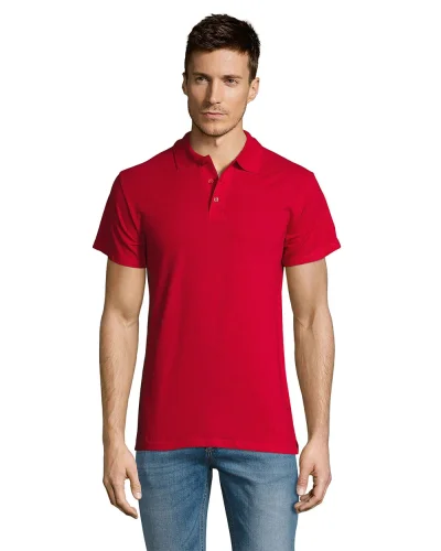 Polo Summer II, 100% Cotone, Regular Fit, 3 Bottoni Rosso
