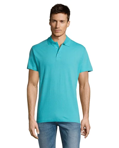 Polo Summer II, 100% Cotone, Regular Fit, 3 Bottoni Blu Atollo