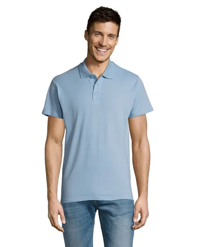 Polo Summer II, 100% Cotone, Regular Fit, 3 Bottoni Cielo