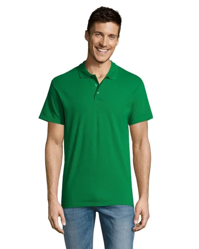 Polo Summer II, 100% Cotone, Regular Fit, 3 Bottoni Verde Prato