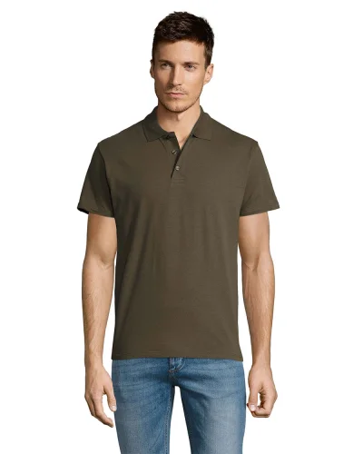 Polo Summer II, 100% Cotone, Regular Fit, 3 Bottoni Army