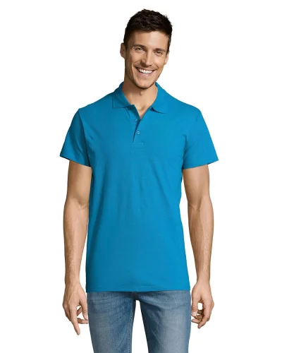 Polo Summer II, 100% Cotone, Regular Fit, 3 Bottoni Acqua