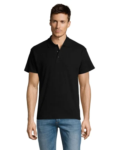 Polo Summer II, 100% Cotone, Regular Fit, 3 Bottoni Nero