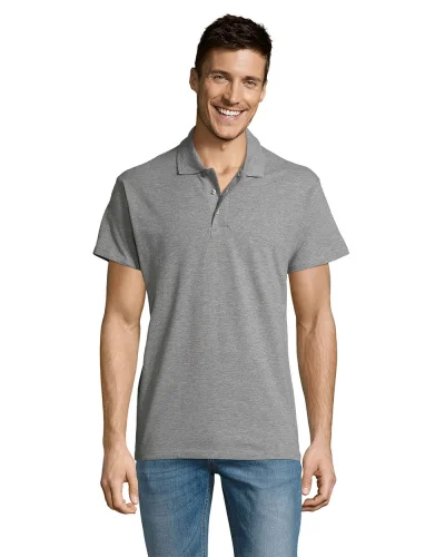 Polo Summer II, 100% Cotone, Regular Fit, 3 Bottoni Grigio Medio Melange
