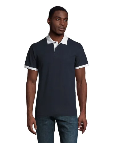 Polo unisex finiture in contrasto Blu Oltremare / Bianco