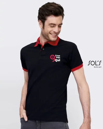 Polo unisex finiture in contrasto