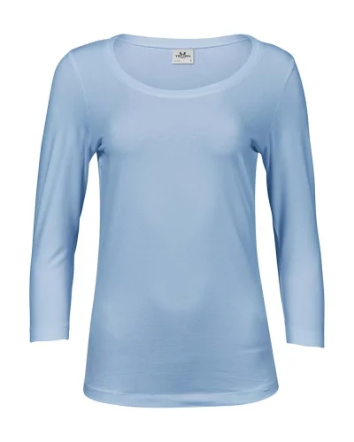 T-shirt donna 3/4 stretch cotone ed elastan Light Blue
