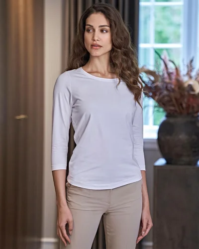 T-shirt donna 3/4 stretch cotone ed elastan