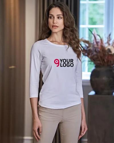 T-shirt donna 3/4 stretch cotone ed elastan