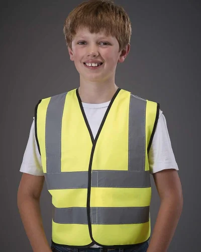Gilet sicurezza bambino fluo riflettente EN1150 100% poliestere