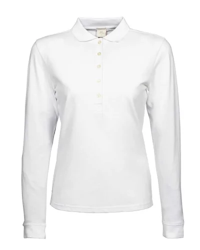 Polo da Donna a Manica Lunga Cotone Bio 215g Elegante White