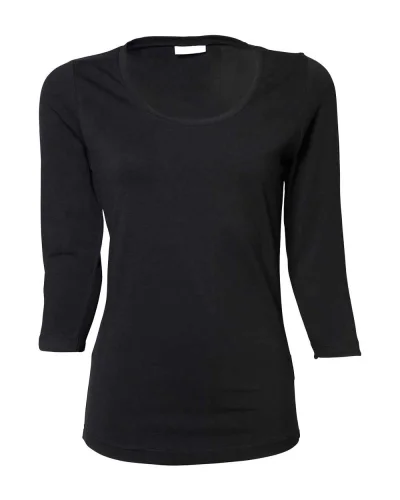 T-shirt donna 3/4 stretch cotone ed elastan Black