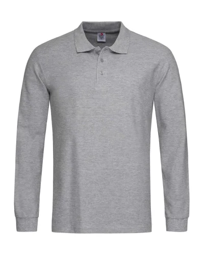 Polo Maniche Lunghe  Cotone 170g/m² Fit Casual Uomo Grey Heather