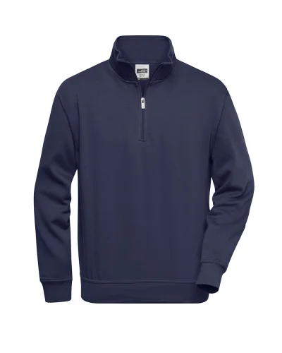 Felpa da lavoro con zip corta, uomo/donna Navy