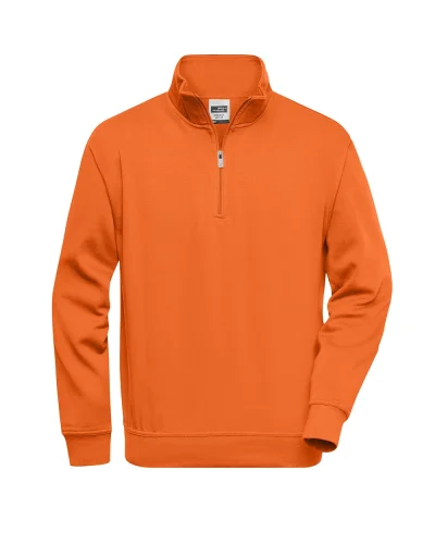 Felpa da lavoro con zip corta, uomo/donna Orange