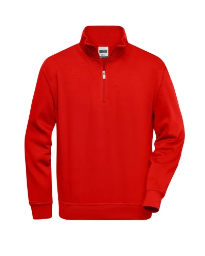 Felpa da lavoro con zip corta, uomo/donna Red