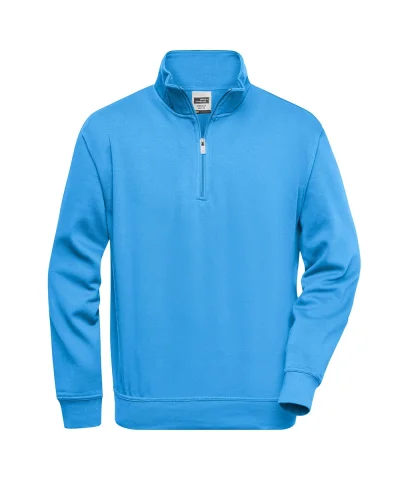Felpa da lavoro con zip corta, uomo/donna Aqua