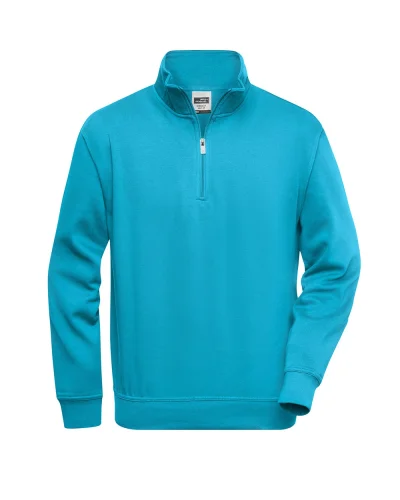 Felpa da lavoro con zip corta, uomo/donna Turquoise