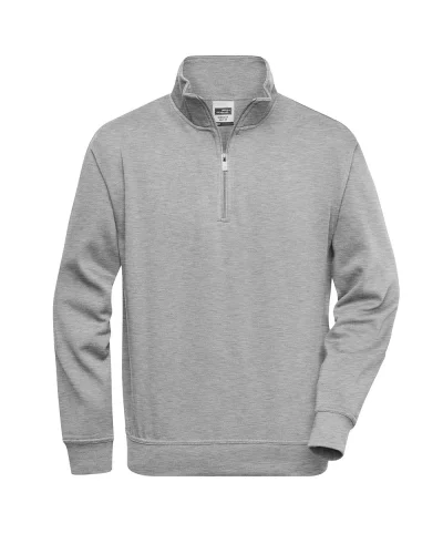 Felpa da lavoro con zip corta, uomo/donna Grey Heather
