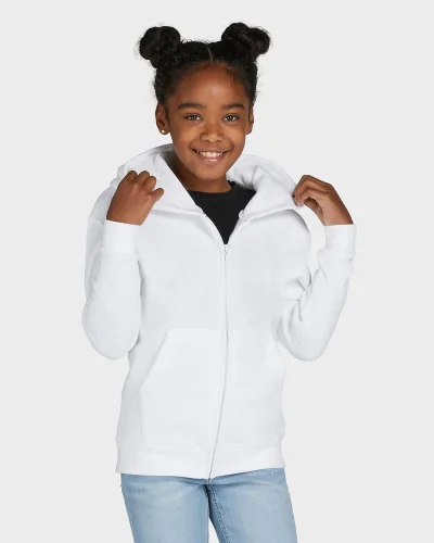 Felpa bimbo zip, cappuccio, cotone 80%