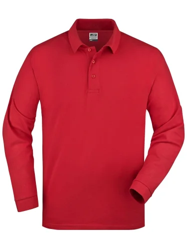 Polo piqué manica lunga James & Nicholson 100% cotone casual fit